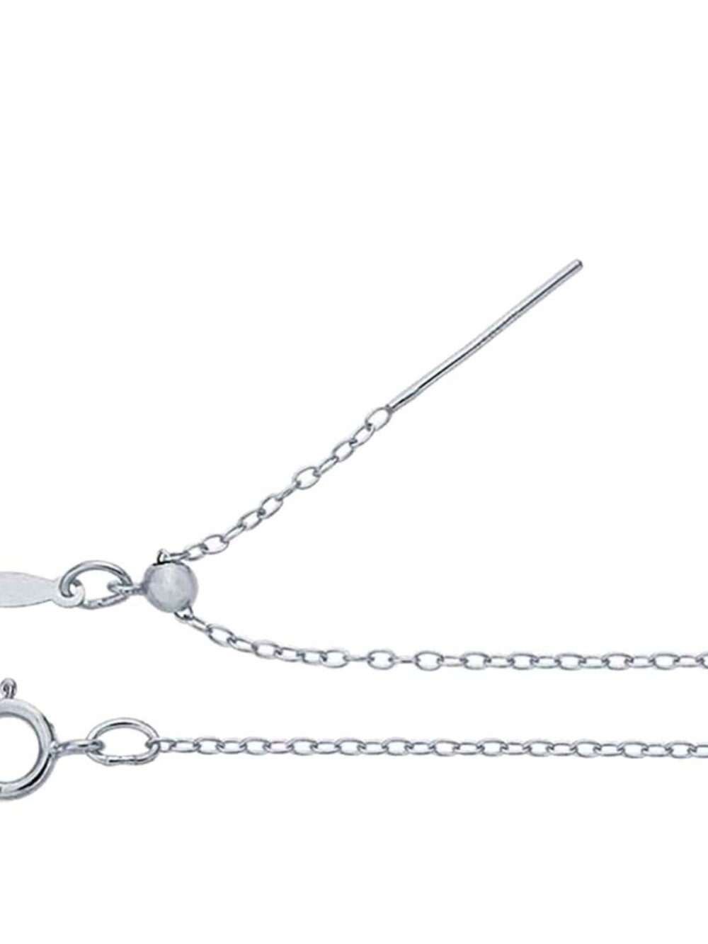Sterling Silver 8" Add-A-Bead Cable Chain Bracelet - Rhodium Plated, Adjustable